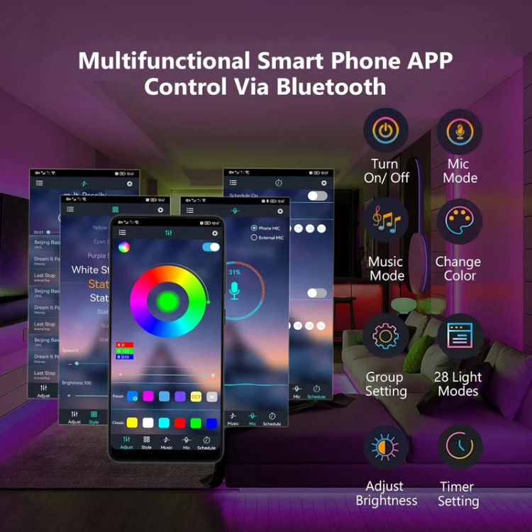 ریسه RGB بلوتوثی برنامه پذیر کنفی